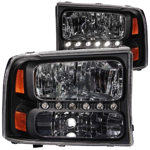 Bild von ANZO 2000 - 2004 Ford Excursion Crystal Headlights Black w LED 1pc