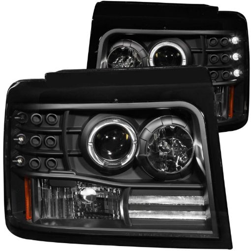 Bild von ANZO 1992 - 1996 Ford F - 150 Projector Headlights w Halo Black w Side Markers and Parking Lights