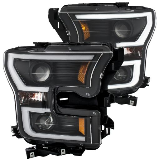 Bild von ANZO 2015 - 2016 Ford F - 150 Projector Headlights w Plank Style Design Black w Amber