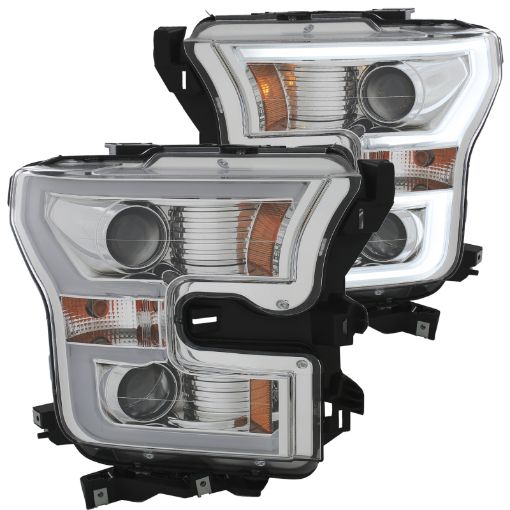 Bild von ANZO 2015 - 2016 Ford F - 150 Projector Headlights w Plank Style Design Chrome w Amber