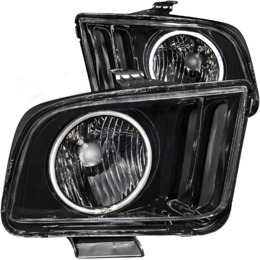 Bild von ANZO 2005 - 2009 Ford Mustang Crystal Headlights w Halo Black (CCFL)