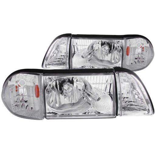 Bild von ANZO 1987 - 1993 Ford Mustang Crystal Headlights Chrome w Corner Lights 2pc