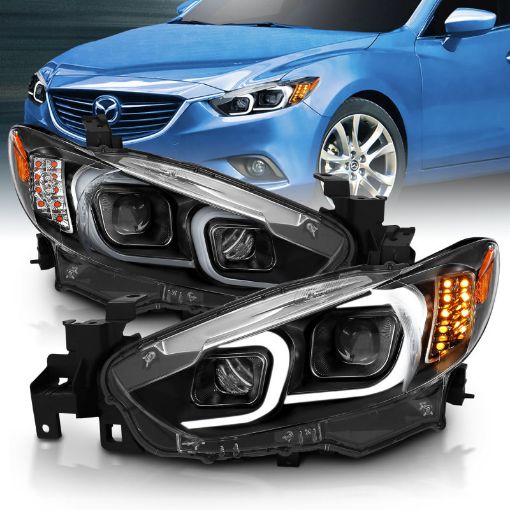 Bild von ANZO 2014 - 2015 Mazda 6 Projector Headlights w Plank Style Design Black