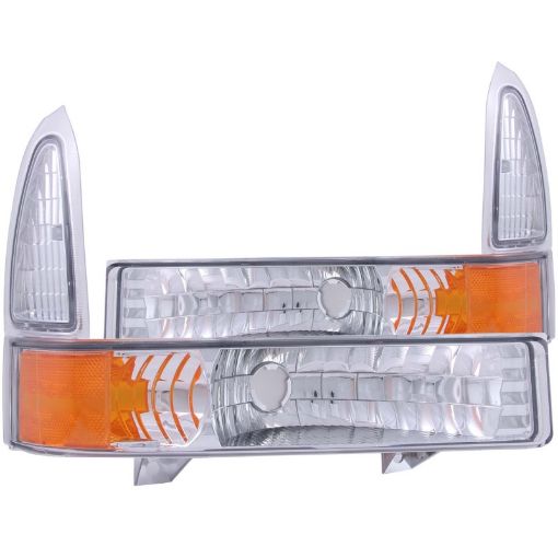 Bild von ANZO 2000 - 2004 Ford Excursion Euro Parking Lights Chrome w Amber Reflector