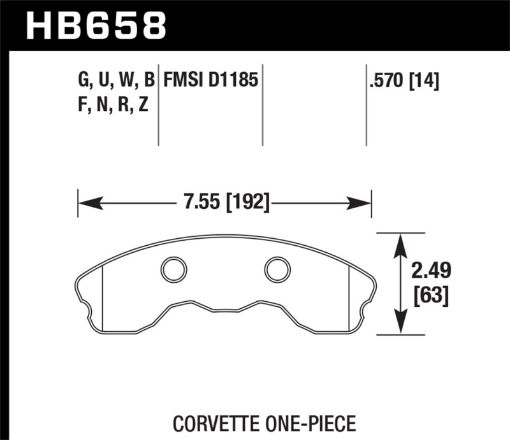 Bild von Hawk DTC - 80 10 - 11 Chevy Corvette Grand Sport 06 - 08 Corvette Z06 (1 piece) Front Race Brake Pads