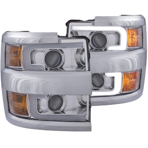 Bild von ANZO Projector Headlights 15 - 17 Chevrolet Silverado 2500HD 3500HD Chrome w Chrome Rim