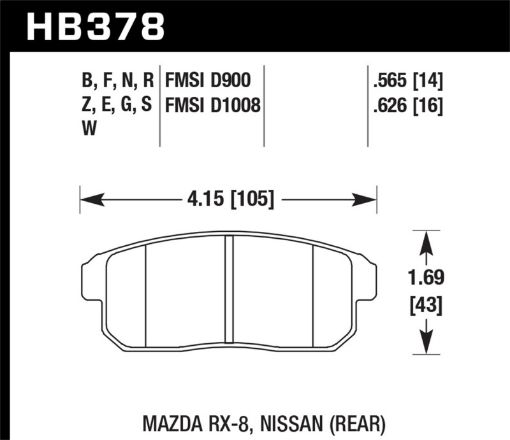 Bild von Hawk 03 - 07 RX8 HPS Street Rear Brake Pads (D1008)