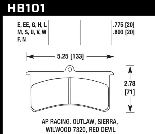 Bild von Hawk Wilwood SL AP Racing Outlaw .8 Inch Super - lite Brake Pad Set