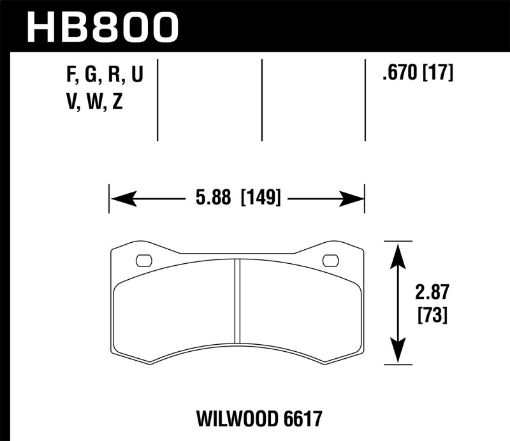 Bild von Hawk Willwood 6617 Caliper DTC - 70 Race Brake Pads