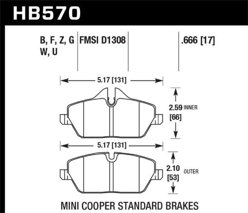 Bild von Hawk 08 Mini Cooper D1308 DTC - 60 Race Front Brake Pads