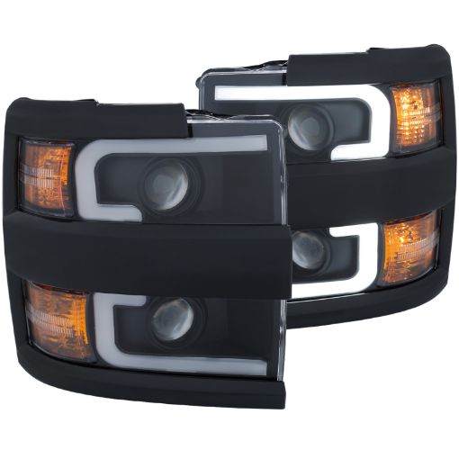 Bild von ANZO Projector Headlights With Plank Style Design Black wAmber 15 - 17 Chevrolet Silverado 25003500