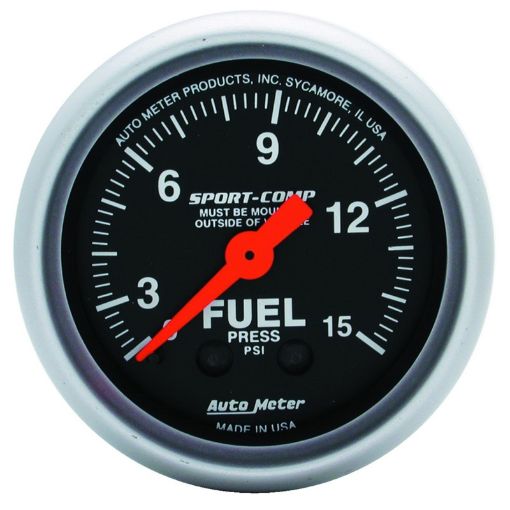 Bild von Autometer 2 - 116in 0 - 15 PSI Mechanical Sport - Comp Fuel Pressure Gauge