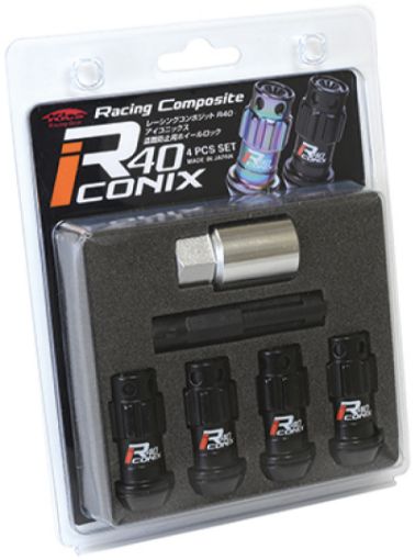 Bild von Project Kics 12X1.50 R40 Iconix Black Lug Nut Lock Set - 4