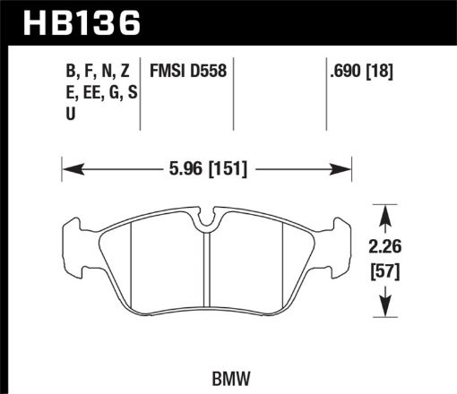 Bild von Hawk 01 - 06 BMW 325CI L6 - 2.5L DTC - 70 Race Front Brake Pads