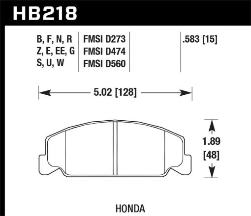 Bild von Hawk 88 - 89 Civic Si 92 - 00 Civic CX 88 - 00 DX 98 - 00 GX HPS Street Front Brake Pads