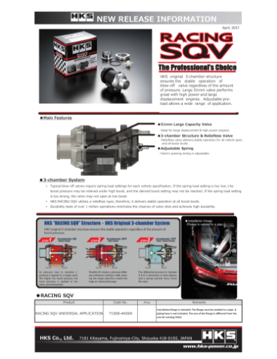 Bild von HKS RACING SQV UNIVERSAL BOV