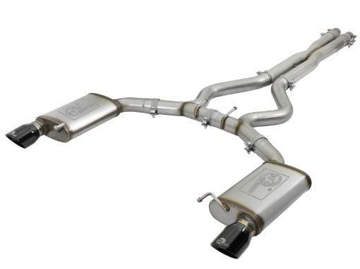 Bild von aFe MACHForce XP 3in 304 SS Cat - Back Exhausts w Black Tips 15 - 17 Ford Mustang GT V8 - 5.0LV6 - 3.7L