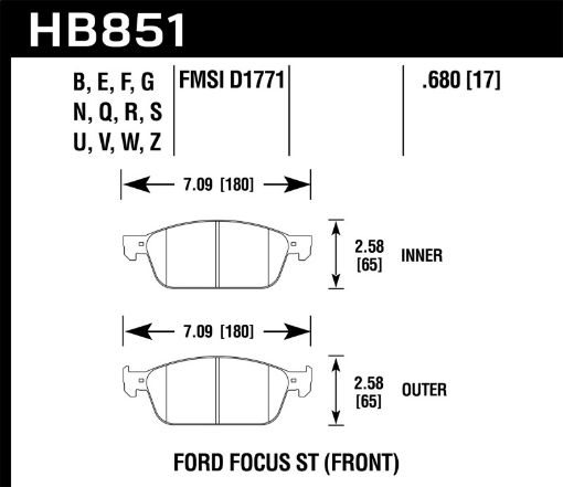 Bild von Hawk 15 - 16 Ford Focus ST Performance Ceramic Street Brake Pads