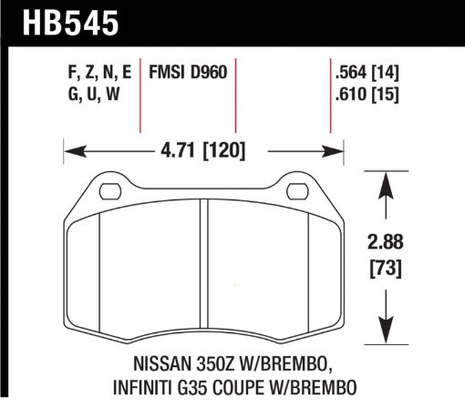 Bild von Hawk DTC - 80 03 - 09 Nissan 350Z wBrembo Brakes Front Race Brake Pads