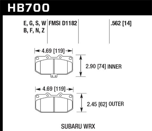 Bild von Hawk 06 - 07 Subaru WRX Blue 9012 Front Race Pads