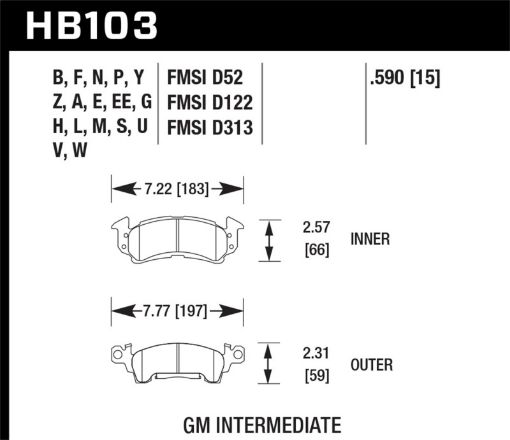 Bild von Hawk 96 - 81 Chevy Camaro DTC - 60 Race Front Brake Pads