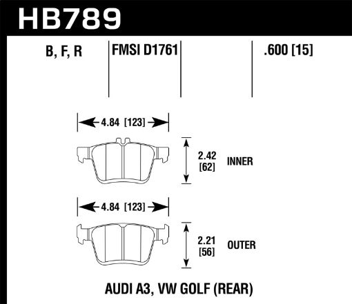 Bild von Hawk 15 - 17 Audi A3A3 Quattro HPS 5.0 Rear Brake Pads