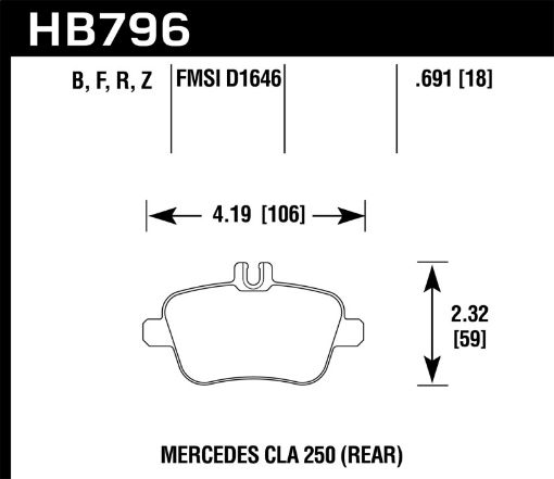 Bild von Hawk 14 - 17 Mercedes - Benz CLA 250 HPS 5.0 Rear Brake Pads