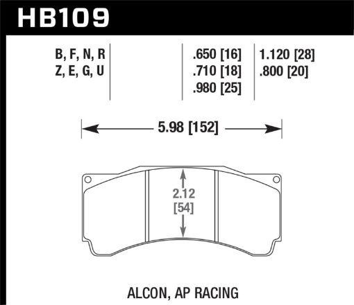 Bild von Hawk AP RacingAlcon 29mm DTC - 70 Race Rear Brake Pads