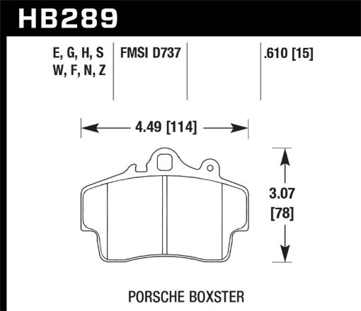 Bild von Hawk 97 - 08 Porsche Boxster DTC - 60 Compound Front Brake Pads