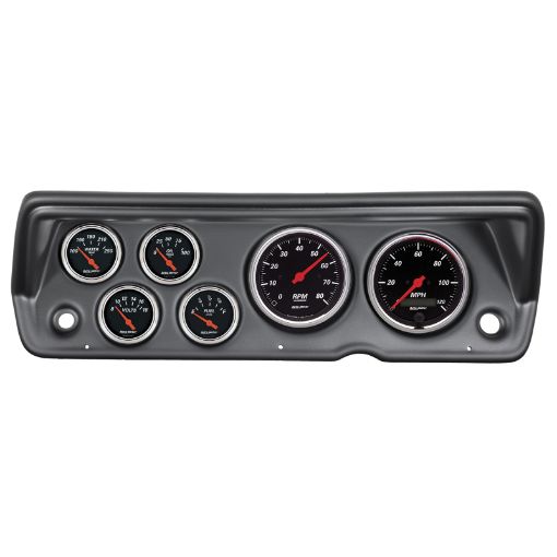 Bild von Autometer Designer Black 70 - 76 DusterDemonDart Dash Kit 6pc Tach MPH Fuel Oil WTMP Volt