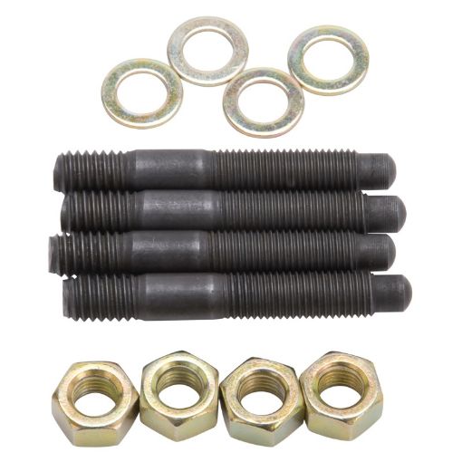 Bild von Edelbrock Carburetor Mounting Studs Bullet Nosed Black Oxide Gold Iridite WashersNuts Set of 4