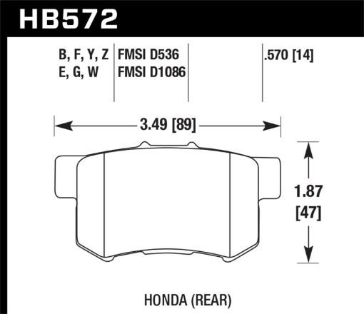 Bild von Hawk 07 - 08 Acura TL Type S Performance Ceramic Street Rear Brake Pads