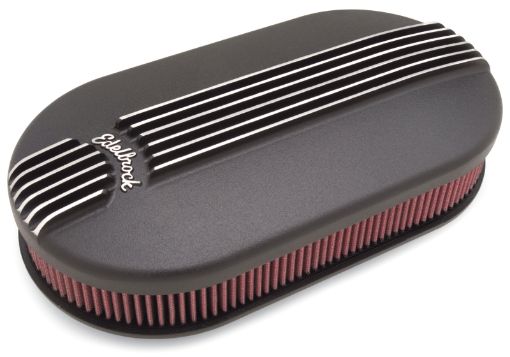 Bild von Edelbrock Air Cleaner Classic Series Oval Aluminum 17 5In X 9 35In X 4 45In Dual Carburetor Black