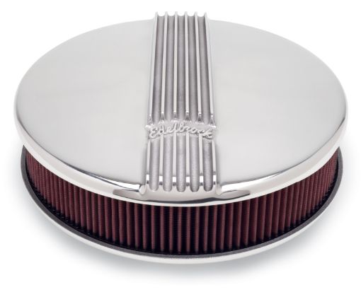 Bild von Edelbrock Air Cleaner Classic Series Round Aluminum Top Cloth Element 14In Dia X 3 9In Polished