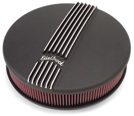 Bild von Edelbrock Air Cleaner Classic Series Round Aluminum Top Cloth Element 14In Dia X 3 9In Black