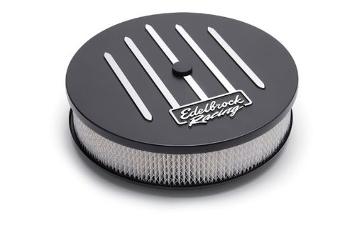 Bild von Edelbrock Air Cleaner Racing Series Round Aluminum Top Cloth Element 14In Dia X 3 125In Dropped Base