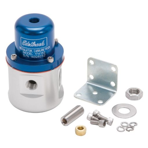 Bild von Edelbrock Fuel Pressure Regulator Carbureted 160 GPH 5 - 10 PSI 38In InOut 38In Return BlueClear