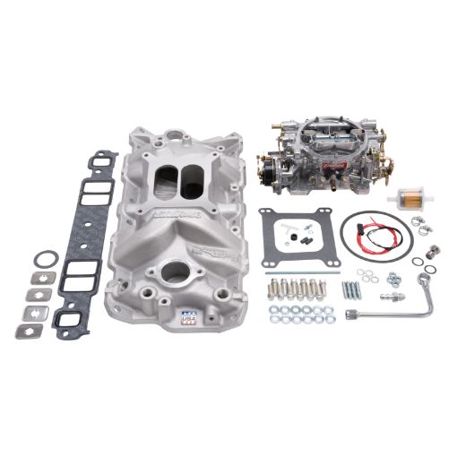 Bild von Edelbrock Manifold And Carb Kit Performer Eps Small Block Chevrolet 1957 - 1986 Natural Finish