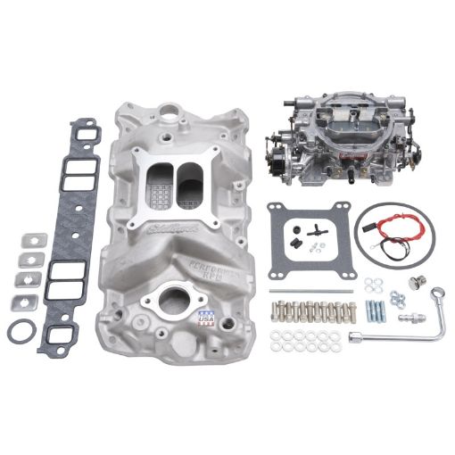 Bild von Edelbrock Manifold And Carb Kit Performer RPM Small Block Chevrolet 1957 - 1986 Natural Finish