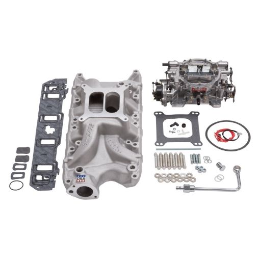 Bild von Edelbrock Manifold And Carb Kit Performer RPM Small Block Ford 289 - 302 Natural Finish