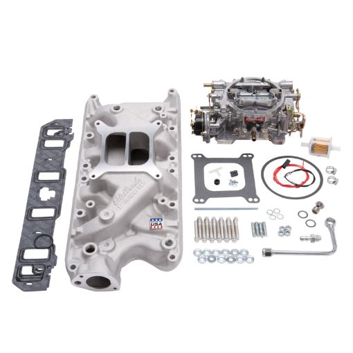 Bild von Edelbrock Manifold And Carb Kit Performer Small Block Ford 289 - 302 Natural Finish