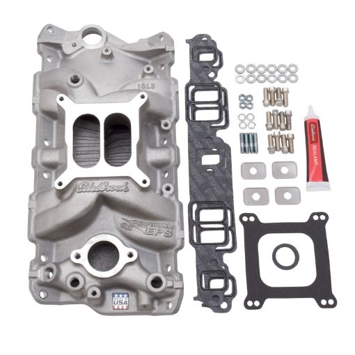 Bild von Edelbrock Manifold w Installation Kit Performer Eps SBC 1957 - 1986 Natural Finish