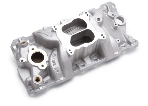 Bild von Edelbrock Manifold SBC 23 - Degree Marine RPM 1987 - 1995 w Brass