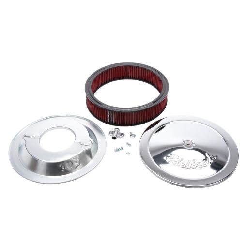 Bild von Edelbrock Air Cleaner Pro - Flo Series Round 14 In Diameter Cloth Element 38In Dropped Base Chrome