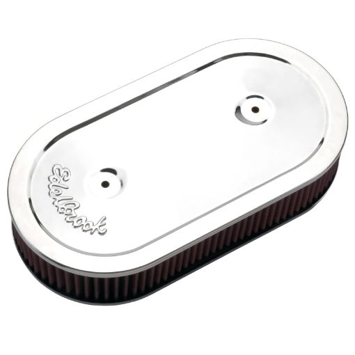 Bild von Edelbrock Air Cleaner Pro - Flo Series Oval Steel Top Cloth Element 13 5In X 7In X 3 5In Chrome