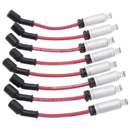 Bild von Edelbrock Spark Plug Wire Set Ls Kit w Metal Sleeves 99 - 15 50 Ohm Resistance Red Wire (Set of 8)