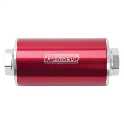 Bild von Russell Performance Profilter Fuel Filter 6in Long 10 Micron - 10AN Inlet - 10AN Outlet - Red