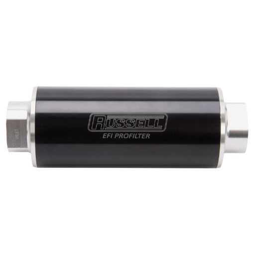 Bild von Russell Performance Profilter Fuel Filter 6in Long 60 Micron - 10AN Inlet - 10AN Outlet - Black