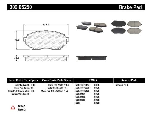 Bild von StopTech Performance 90 - 93 Mazda Miata Front Brake Pads D525