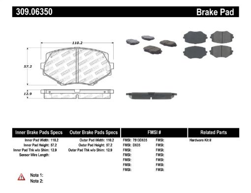 Bild von StopTech Performance 94 - 9799 - 05 Miata wNormal Suspension Front Brake Pads D635